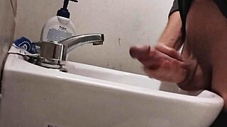 I Rest My Balls on the Sink, Prepping My Huge Cock for a Massive Cumshot.