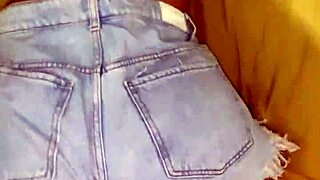 Amateur Girl's Big Ass Fucked Doggystyle Anal Without Removing Shorts