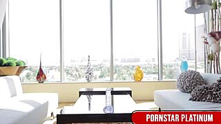 Busty eva notty uses fat dildo on pussy