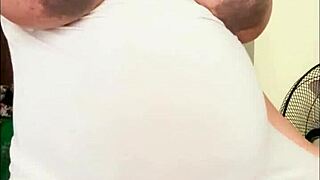 pregnant arab girl with big belly and milky boobs in solo webcam session