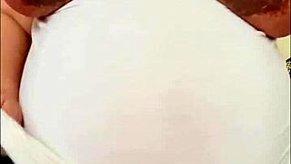 pregnant arab girl with big belly and milky boobs in solo webcam session