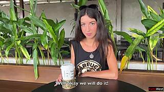 Crazy cumwalk in starbucks involves blowjob in public toilet