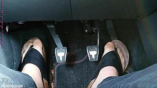 Nylon Feet Tease in Car with Toe Separators