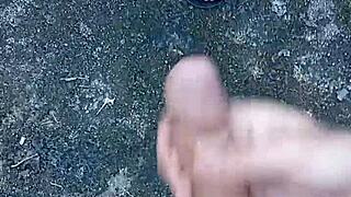Sucking dick and drinking milk in the backyard, a very hot scene!
