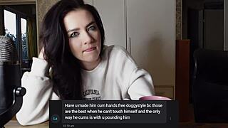 brunette petite mistress answers questions dpeggingd