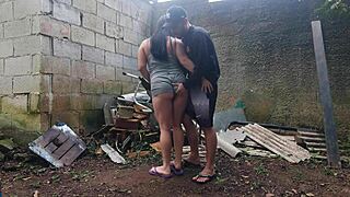 Brunette Gets Deepthroat Action at Outdoor Party in Farm Backyard