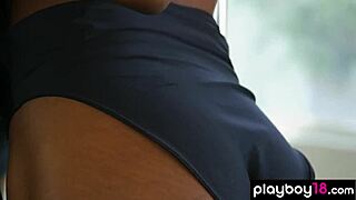 Skinny Ebony Ballerina Stripping!