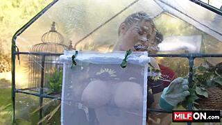 Jenna Starr's big tits fucked in the garden!