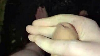 Masturbating my big cock in the pouring rain