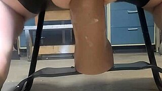 Big Hankeys uses huge dildo on bouncy sex chair for anal pleasure!