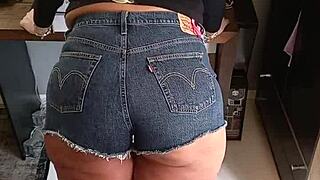 Beautiful Tanned Woman Wearing Sexy Shorts With Tan Lines