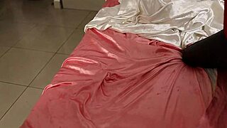 French amateur in green leather pants gets doggy style ass licking.