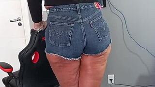 Beautiful Tanned Woman Wearing Sexy Shorts With Tan Lines