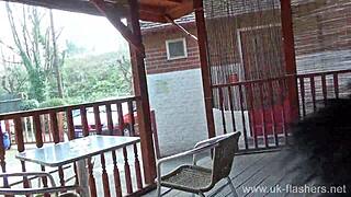 wild milf sarah jane flashes chubby body outdoors. catch her naughty public play!