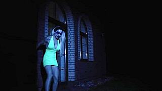 Officer Halloween Masturbates with Big Black Cock