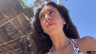 walking with hot cum on my face on a public beach full of people - cumwalk