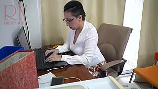 Man, my sexretary got nailed by dildo on office cam, oops!