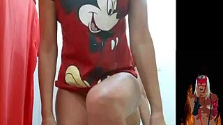 the hot milf strips in the store fitting room, exposing her pussy and ass