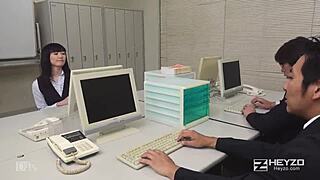 Japanese New Employee Yui Watanabe Relieves Stress with Creampie Action