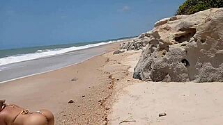 Macho alpha fiercely fucks and cums on the beach