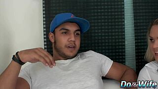 blonde wife barra brass takes anal next to cuck husband