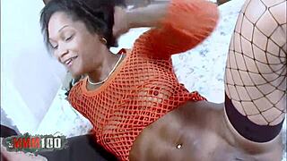 damn! anal pounding with cute 18+ french ebony shania on bed