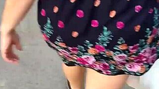 I follow and lift the skirt of that sexy woman on the street.