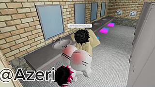 I fucked my friend in a public bathroom with her big ass and monster cock