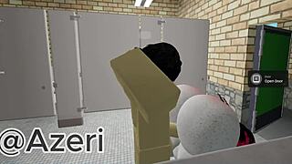 I fucked my friend in a public bathroom with her big ass and monster cock