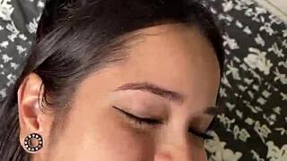 Cute Submissive Girlfriend Gives Deep Sloppy Blowjob to Big Dick with Ball Licking