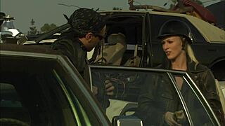 Crazy Intense Fucking with Ponytail Babe at Car Scrapyard, Wild Cunilingus Action