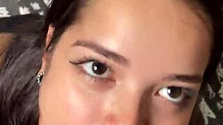 Cute Submissive Girlfriend Gives Deep Sloppy Blowjob to Big Dick with Ball Licking