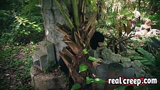 Blonde Slim Babe Lost In Forest Dragged For Outdoor Doggy And Spanking