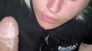 blonde cant stop sucking black cock deepthroat cumshot swallow