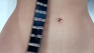 Punishing myself lightly with a belt, exposing tits and pussy