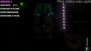 Ankh Bonfie engages in a titty fuck game with her partner, squeezing and sliding around the cock