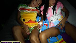 teen ladyboy phatida and aemy threesome with lucky guy