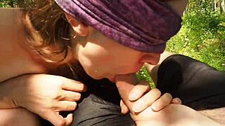 Cute Stepsister Sucks Her Stepbrothers Dick And Swallows Cum In The Woods