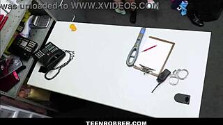 Petite brunette shoplifter reese robbins gets fucked by guard after intense strip search.