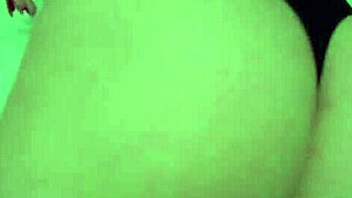 babe tries on panties and thong, shaking her big ass while teasing with pussy lips in free video