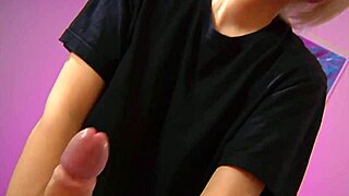 Blonde Roommate Teases Handjob on Big Cock