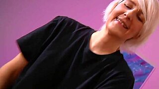 Blonde Roommate Teases Handjob on Big Cock