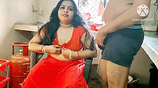 Yo, Desi Indian steps getting wild in kitchen with Hindi audio!