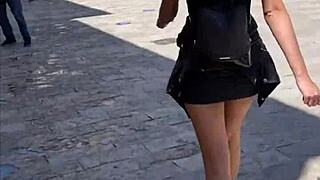 Brunette Flashes and Fucks Outdoors