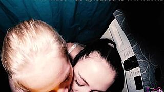 Brunette Slut Engages In Intense Double Oral Fun In Bathroom