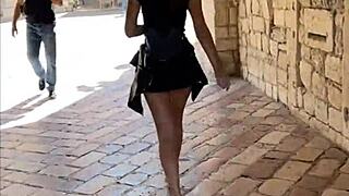 Brunette Flashes and Fucks Outdoors