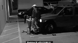 Damn! Slut Blows Security Guard Hard to Dodge Outdoor Fine!