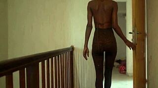 look at that black pussy while she strokes the handjob