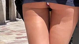 Brunette Flashes and Fucks Outdoors