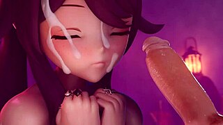 Hu Tao's Horny Blowjob Leads to Facial Cumshot